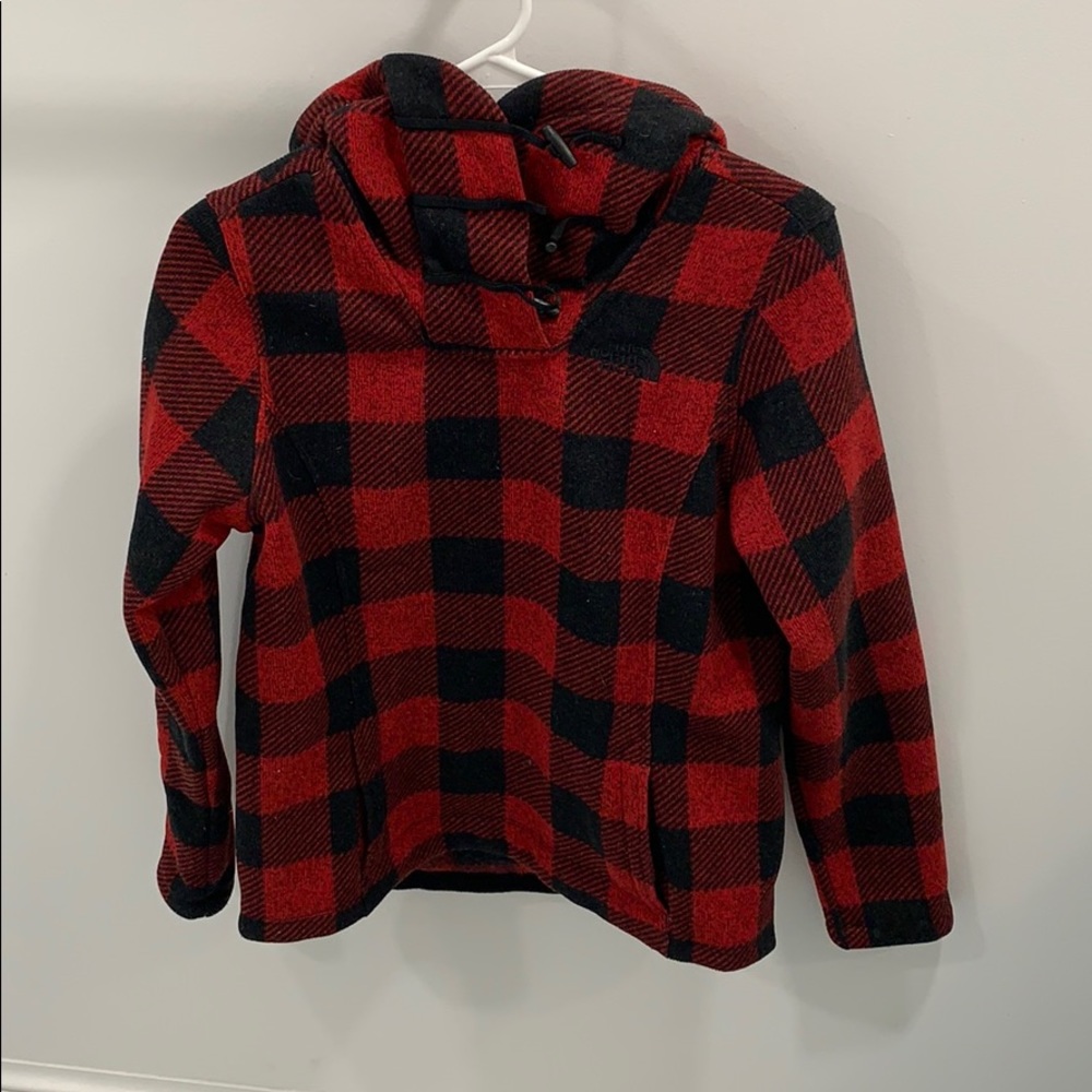 Black and red checkered north face hoodie